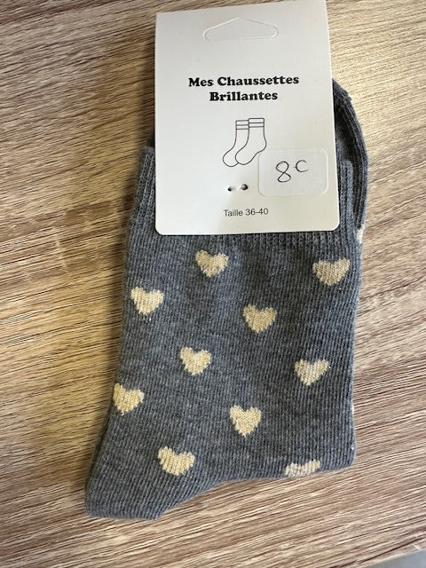 Chaussettes Cœurs Grises
