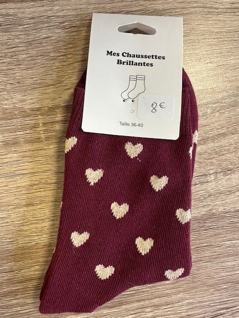 Chaussettes Cœurs Bordeaux