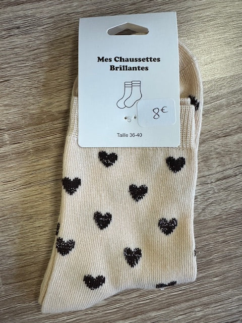 Chaussettes Cœurs Beiges