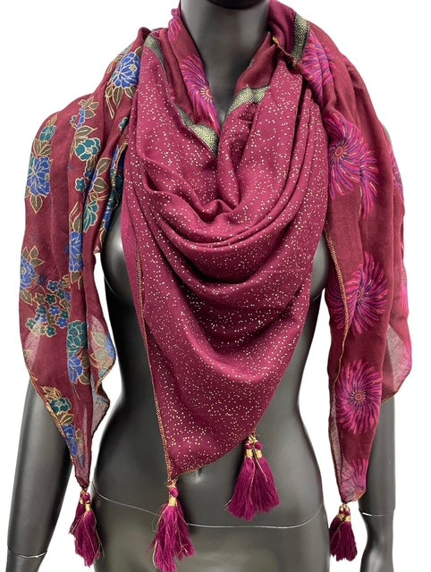 Foulard Patchwork Bordeaux