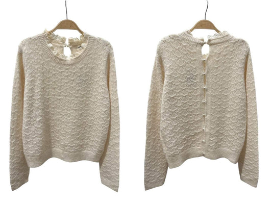 Pull maille écru dos boutons