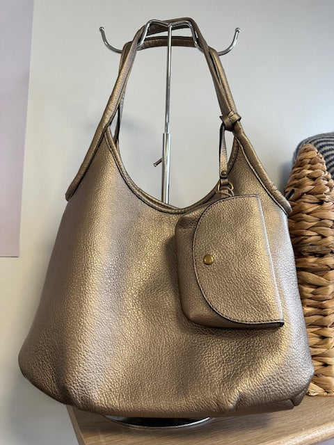 Grand Sac Cabas Taupe Métallisé