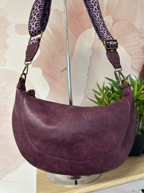 Sac Bandoulière Demi Lune Prune