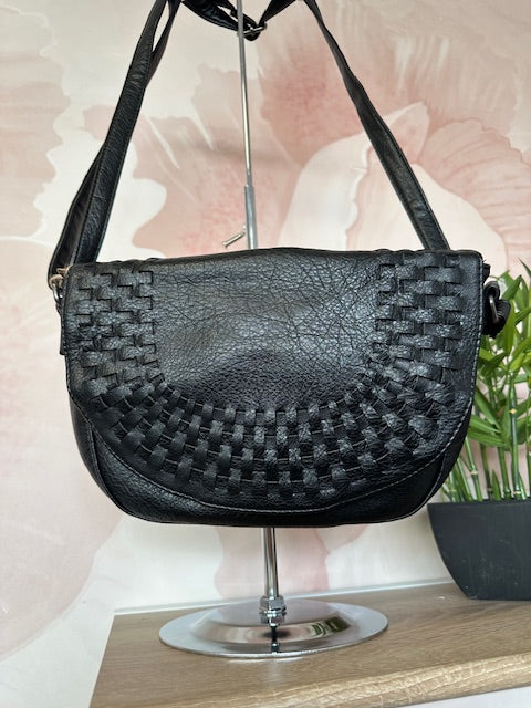 Sac Bandoulière Tressé Noir