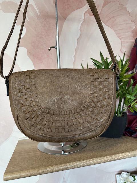 Sac Bandoulière Tressé Taupe