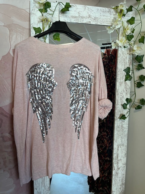 Pull Fin "Ailes d'Ange" Rose Poudré