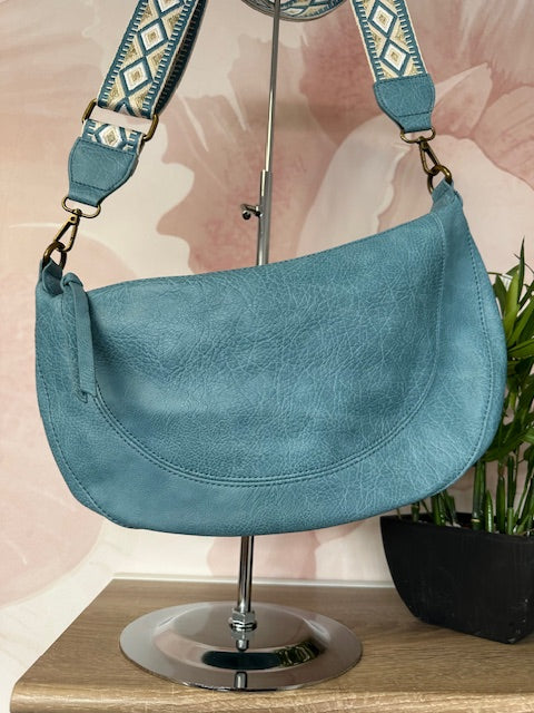 Sac Bandoulière Demi Lune Turquoise
