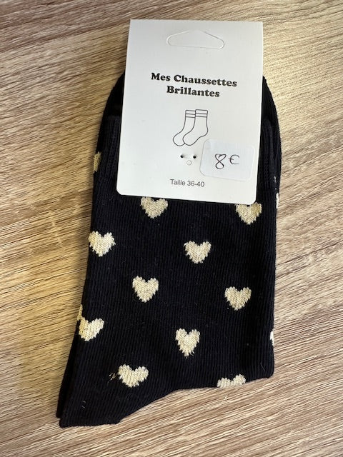 Chaussettes Cœurs Noires