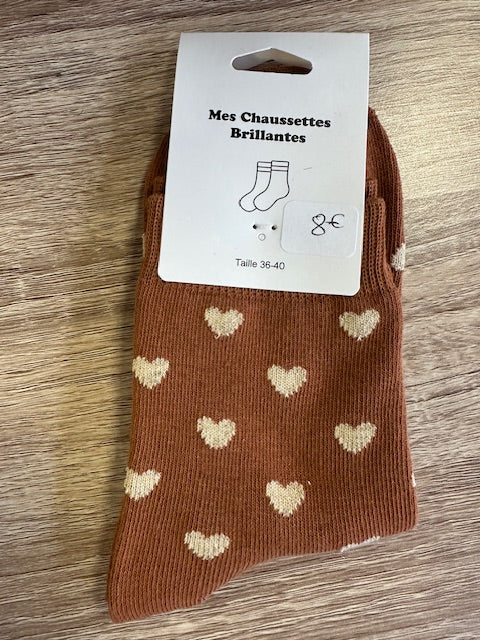 Chaussettes Cœurs Camel