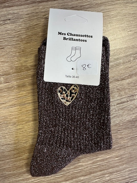 Chaussettes Lurex Marron