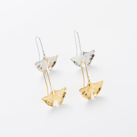 Boucles d'Oreilles Pendantes Feuille de Ginkgo