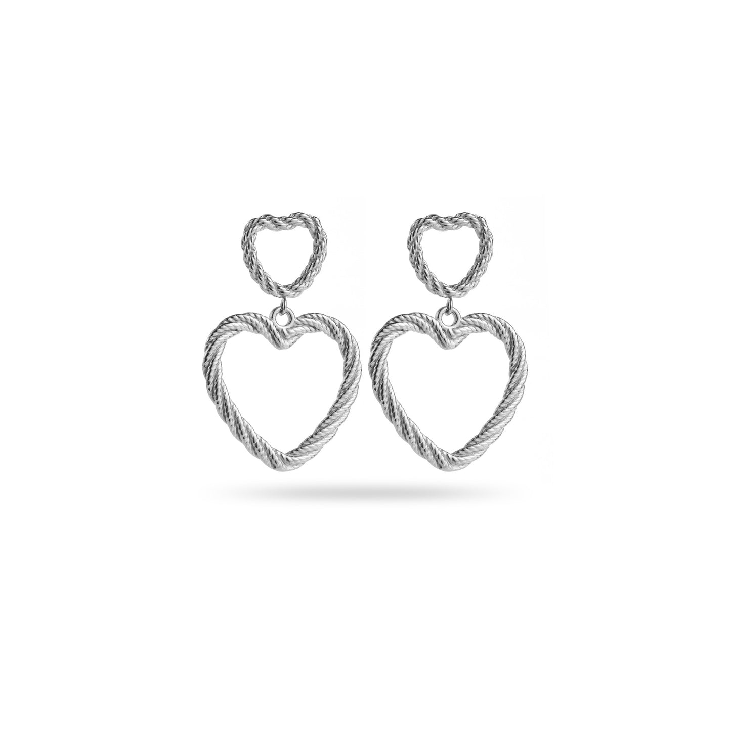 Boucles d'Oreilles Double Cœur