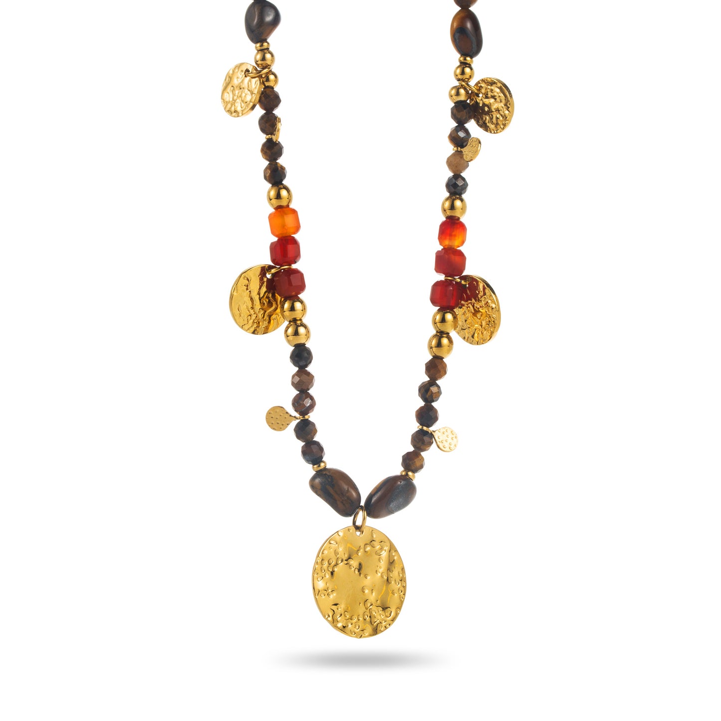 Collier Breloques Marron Orange