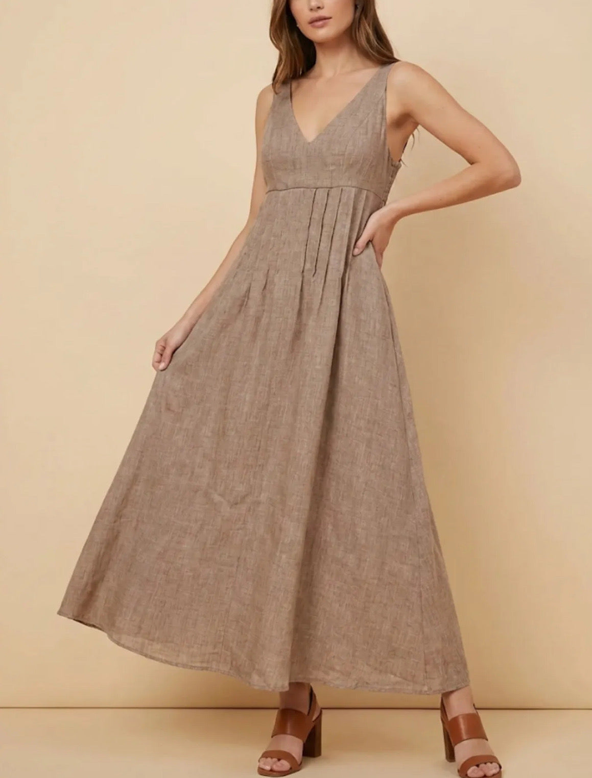 Robe Longue Brettelles Beige