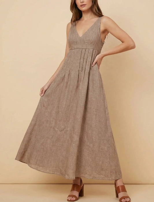 Robe Longue Brettelles Beige
