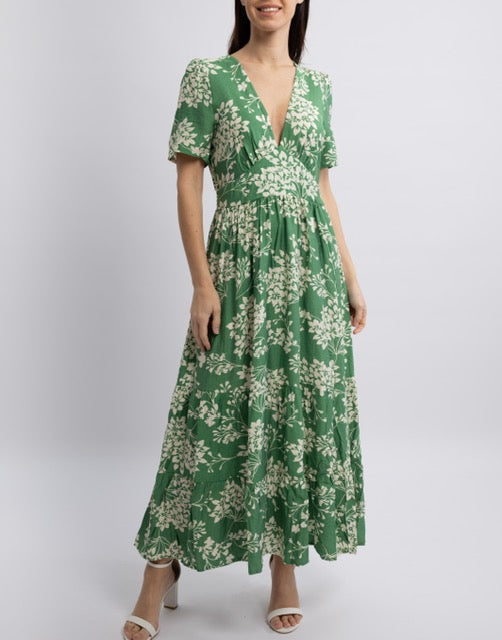 Robe Longue Verte Fleurie