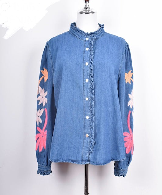 Chemise en Jean Palmiers Fluo