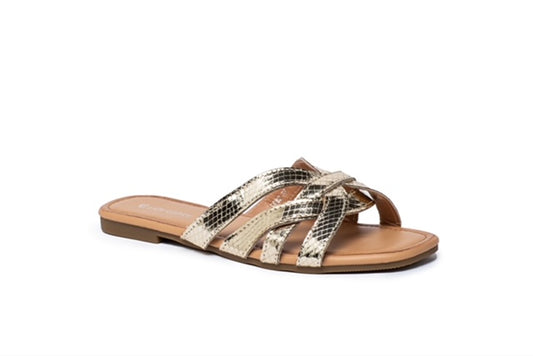 Chaussures claquettes fines torsadé dorées