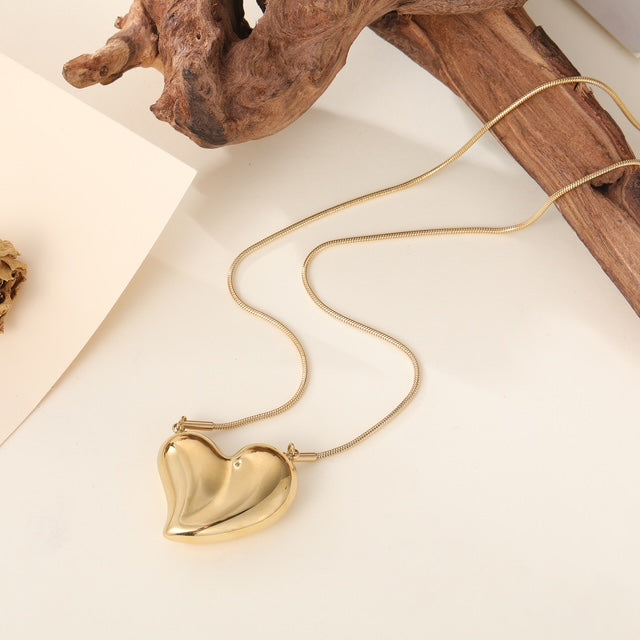 Collier Gros Cœur Doré