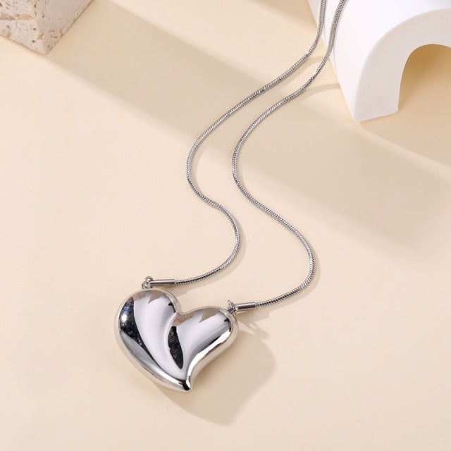Collier Gros Cœur Argent