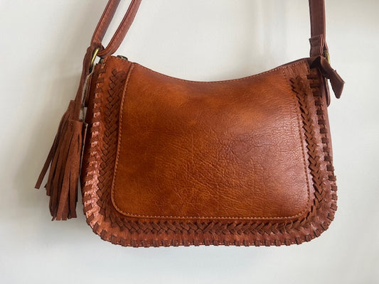 Sac Bandoulière Tressé Camel