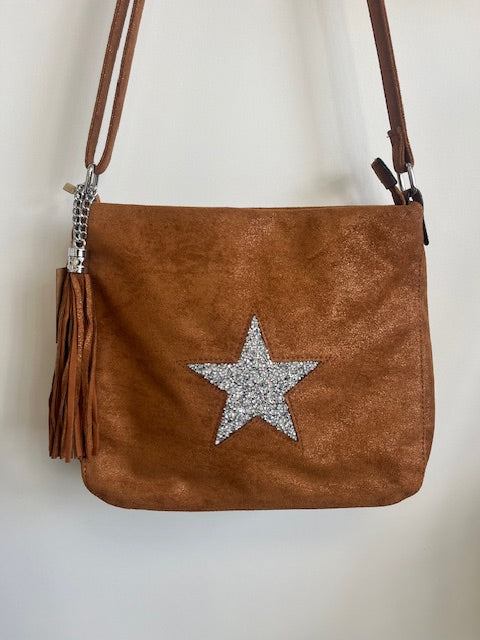 Sac Bandouiliere Étoile Camel Suédine