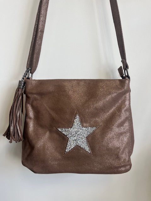 Sac Bandouiliere Étoile Taupe Suédine