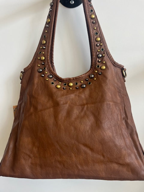 Sac à main clouté Camel